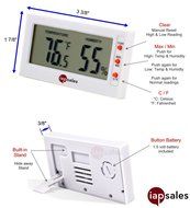 Easy to Read: Indoor Digital Thermometer and Humidity Meter. Large Digital Display Works in Celsius &amp; Fahrenheit... N5