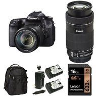Canon EOS 70D Digital SLR Camera with 18-135mm and 55-250mm Lenses, 16GB Memory Card, Extra Battery and Bag