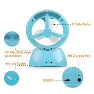 Dolida Misting Fan USB Rechargeable Mini Table Fan Humidifier for Home Office and Travel (Blue) N5