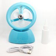 Dolida Misting Fan USB Rechargeable Mini Table Fan Humidifier for Home Office and Travel (Blue) N7