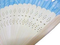 Folding Fan (21cm) Running water Goldfish Pattern, Light Blue N3