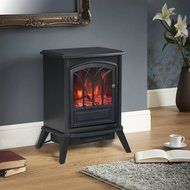 Free Standing Electric 1500W Fireplace Heater Fire Stove Flame Wood Log Portable