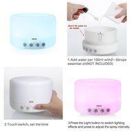 Erin 500ml Aromatherapy Essential Oil Diffuser Ultrasonic Aroma Cool Mist Humidifier Quiet with Automatic Shut... N4