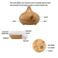 Ecosin 300 ml Wood Aroma Humidifier for Office, Home Living Room, Bedroom (Wood grain)