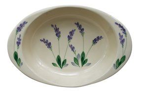 Large Ceramic Casserole Baker and Oven to Table 1 1/2 Quart Deep Serving Dish with Decorative Hand Painted Lavender... N4