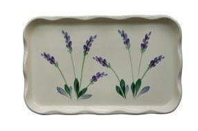 Large Ceramic Casserole Baker and Oven to Table 1 1/2 Quart Deep Serving Dish with Decorative Hand Painted Lavender... N6