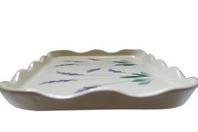 Large Ceramic Casserole Baker and Oven to Table 1 1/2 Quart Deep Serving Dish with Decorative Hand Painted Lavender... N7