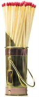 Polished Brass Fireplace Matchstick Holder &amp; 40 Long Matches Bundle. Classic 8 Inch Tall, Two-Tone Design Complements... N5