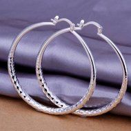 beautiful Fashion Silver Cute women 5cm Circle Earring nice round lady gift hot N2