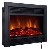 Goplus&reg; 28.5" Fireplace Electric Embedded Insert Heater Glass View Log Flame Remote Home