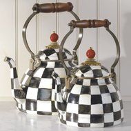 MacKenzie-Childs Courtly Check Enamel Tea Kettle 3 Quart N2