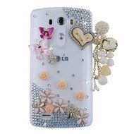 Spritech(TM) LG G Stylo Hard Case,Bling Crystal 3D handmade Rhinestone Design Clear Phone Cover White Flower for... N9
