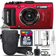 Olympus Stylus TOUGH TG-4 Digital Camera (Red) + 16GB CLASS 10 MEMORY CARD + Replacement Battery for Olympus LI... N2