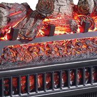 Pleasant Hearth 24 Inch Wall Hanging Electric Crackling Log with Heater, Black N3