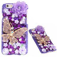 Spritech(TM) Bling Clear Phone Case For Iphone 7 Plus 5.5inch,3D Handmade Blue Crystal Flower Butterfly Accessary... N11