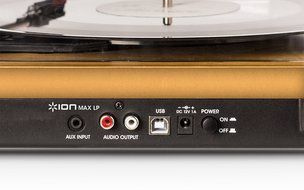 ION Audio Max LP | 3-Speed Belt Drive Turntable with Built-In Speakers &amp; 1/8" Aux Input (Glossy Piano Black)