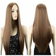 Spritech(TM) New Stylish Realistic Dark Brown Long Straight Hair Wig Fiber Synthetic Women Wig With Simulation... N2