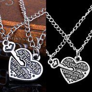 2pcs Heart Key Pendant Necklace Best Friends Lovers Couple Jewelry Eye-Catching