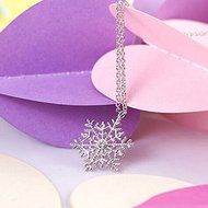 New Fashion Silver Frozen Snowflake Crystal Necklace Pendant Chain Xmas Gift N2