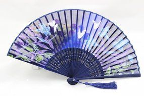 Beautiful Lady&#039;s Silk Hand Fan with Green Sequins (As shown) N2