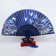 Beautiful Lady&#039;s Silk Hand Fan with Green Sequins (As shown) N3