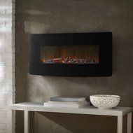 1400W Black Urbana Curved Wall Mount Fireplace N2