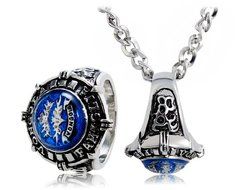 Dfunlife Anime Hitman Reborn 3rd Generation Vongola Ring with Chain (Blue) N2
