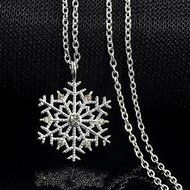New Fashion Silver Frozen Snowflake Crystal Necklace Pendant Chain Xmas Gift N4