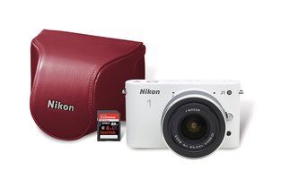 Nikon 1 J1 10.1 MP HD Digital Camera System with 10-30mm VR 1 NIKKOR Lens, 8 GB SD Card, and Case (White) N2