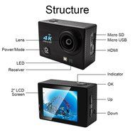 Homkm Q3H+ Basic 4K Full HD 1080p Action Camera MAX 30M Waterproof Camera 6 Glass + LED Lens 170&deg; Wide Angle (... N3