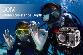Homkm Q3H+ Basic 4K Full HD 1080p Action Camera MAX 30M Waterproof Camera 6 Glass + LED Lens 170&deg; Wide Angle (... N4