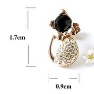 1 Pair Fashion Women Lady Elegant Cat Crystal Rhinestone Ear Stud Earrings NEW N2