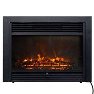 Goplus&reg; 28.5" Fireplace Electric Embedded Insert Heater Glass View Log Flame Remote Home N2