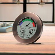 Thermometer &amp; Hygrometer Weather Station with Color Comfort Meter in Metal Casing (BRONZE) N7
