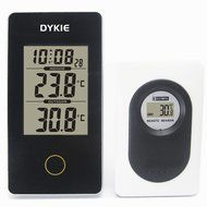 DYKIE Wireless Weather Station Black with Indoor Outdoor Temperature Digital Alarm Clock N3