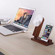 USB Cool Fan Natural Wood Stand Station Dock Platform N2