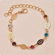 Chic Simple Retro Women Girl Jewelry Rhinestone Leaf Chain Bracelet Bangle Gift N7