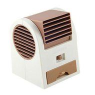 Doinshop New Fan Portable Desktop Dual Bladeless USB Air Conditioner Mini (blue)
