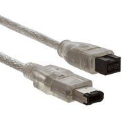 Clear IEEE 1394 Firewire 800 to Firewire 400 Cable, 9 Pin/6 Pin Male / Male &ndash; 15 FT