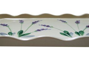 Large Ceramic Casserole Baker and Oven to Table 1 1/2 Quart Deep Serving Dish with Decorative Hand Painted Lavender... N18
