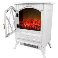 AKDY 16" Retro-Style Floor Freestanding Vintage Electric Stove Heater Fireplace AK-ND-18D2P (Pure White) N7