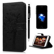 iPhone 7 Plus Case (5.5 inch) - Wallet Flip Folio Stand Case Embossed Flower Tree PU Leather Case Shockproof Soft... N30