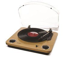 ION Audio Max LP | 3-Speed Belt Drive Turntable with Built-In Speakers &amp; 1/8" Aux Input (Glossy Piano Black) N4