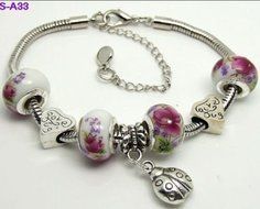 Have one to sell? Sell now 1pc Handmade F45L Murano glass &amp; metal beaded European charm bracelet S-A33