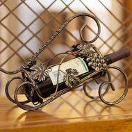 Spritech(TM) European Vintage Style Portable Wine Rack Bronzed Metal Bottle Iron Holder N3