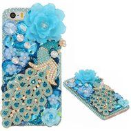 Spritech(TM) Bling Clear Phone Case For Iphone 7 Plus 5.5inch,3D Handmade Blue Crystal Flower Butterfly Accessary... N15