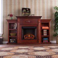 Tennyson Electric Fireplace w/ Bookcases - Ivory N26