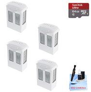 DJI Phantom 4 Battery Power Kit - Includes 4 Intellegent In Flight Batteries + 1 64GB SD Memory Card