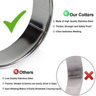 HUJI Stainless Steel Professional Plain Round Pastry Dough Cutter Set for Baking Cookies Pie Pops Kitchen (1,... N16
