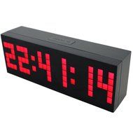 T Tocas Large Big Number LED Snooze Wall Desk Alarm Clock Thermometer Date Display (Blue)